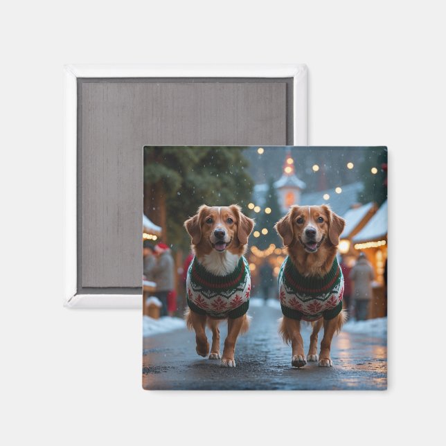 Aimant Nova Scotia Duck Toller Christmas Snow Holiday (Recto/Verso)