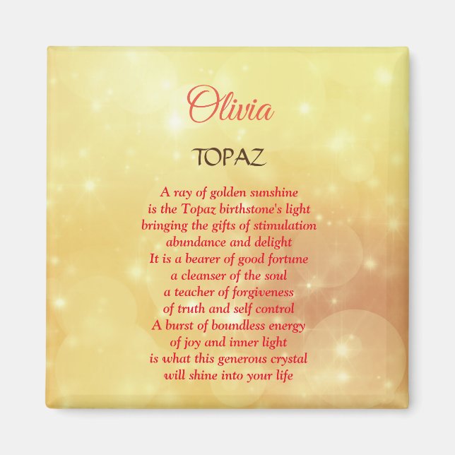 Aimant Novembre Birthstone Topaz design (Devant)