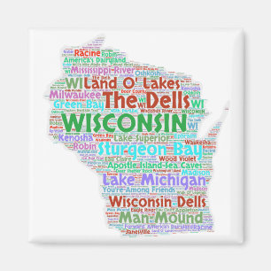 Aimant Nuage de mot du Wisconsin