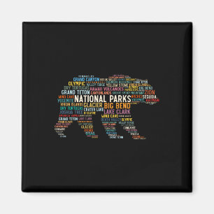 Aimant Nuage de mots liste des parcs nationaux Usa Ours C