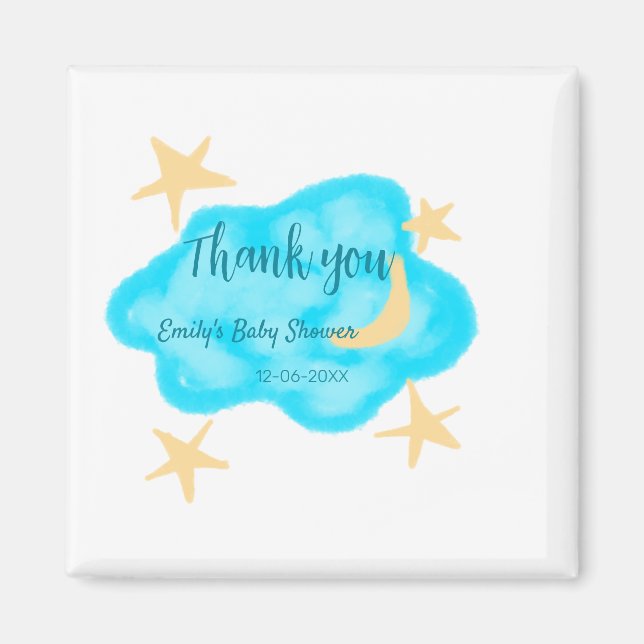 Aimant Nuages étoilés de lune aquarelle baby shower ajout (Devant)
