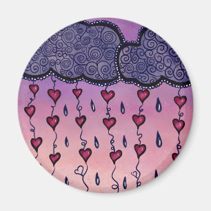 Aimant Nuages mignons, coeurs et gouttes de pluie