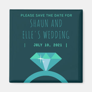 Aimant Nuances de bague en diamant Turquoise Enregistrer