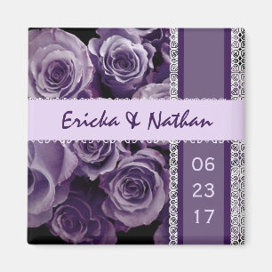 Aimant NUANCES de bouquet rose de mariage POURPRE VIOLET