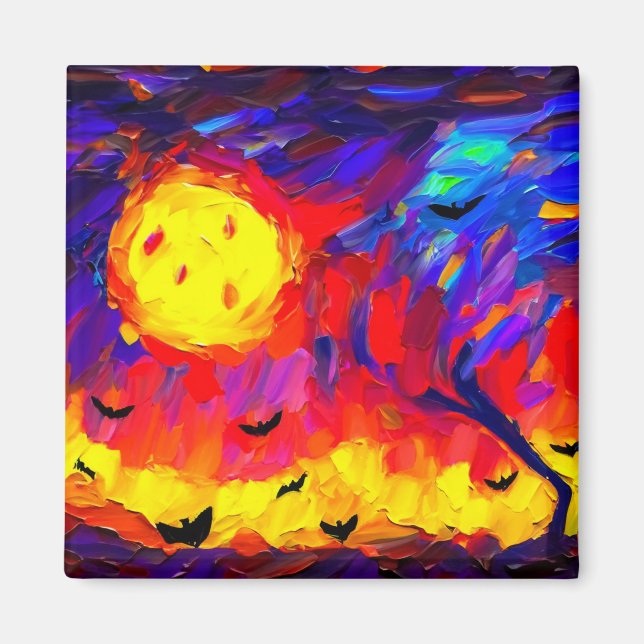 Aimant Nuit Abstraite d'Halloween moderne (Devant)