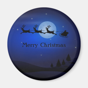 Aimant Nuit bleue Extraordinaire Père Noël et Reindeer