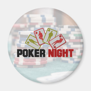 Aimant Nuit de poker avec cartes à jouer et jetons de pok