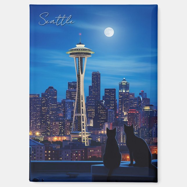 Aimant Nuit de Seattle Washington (Recto)