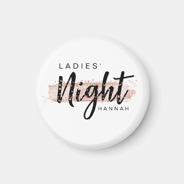 Aimant Nuit des Dames Aquarelle Rose Fête de Bachelorette (Devant)