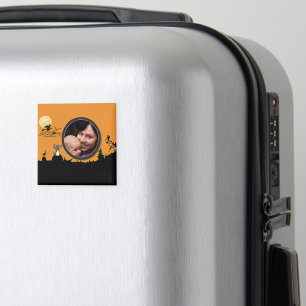 Aimant Nuit d'Halloween à Orange Glow Ajouter votre photo