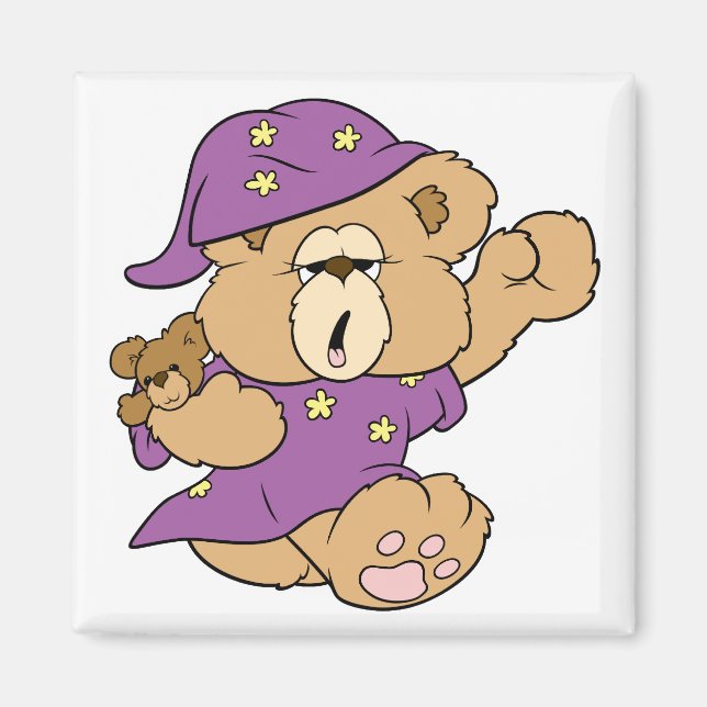 Aimant nuit endormie nuit mignonne teddy ours design (Devant)