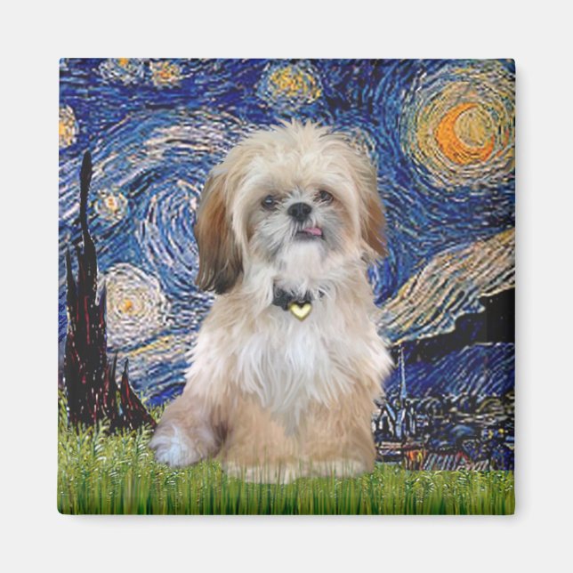 Aimant Nuit étoilée - Shih Tzu (F) (Devant)