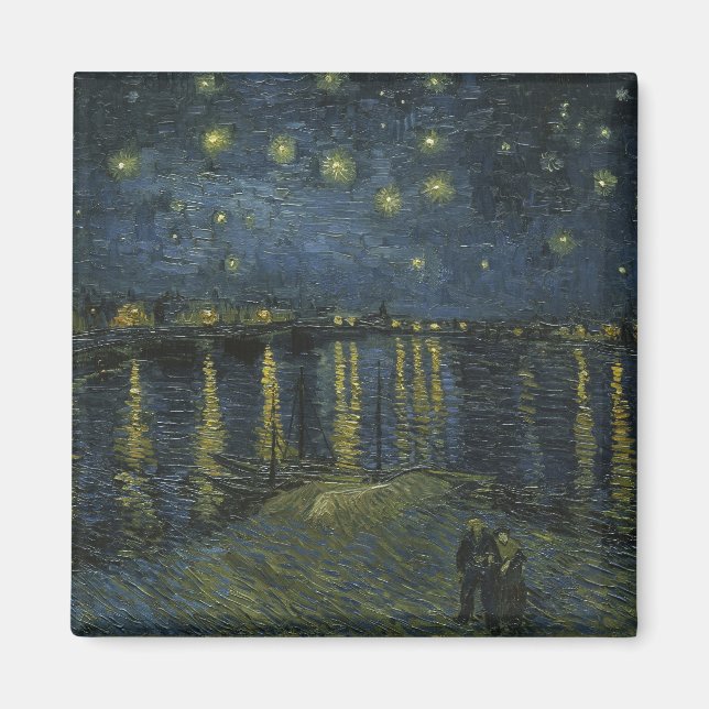 Aimant Nuit étoilée sur le Rhône, peinture à l'huile Van  (Devant)
