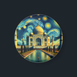 Aimant Nuit étoilée Taj Mahal India<br><div class="desc">Ce magnifique design est le Taj Mahal à Agra India dans le style de la Starry Night de Vincent Van Gogh.</div>