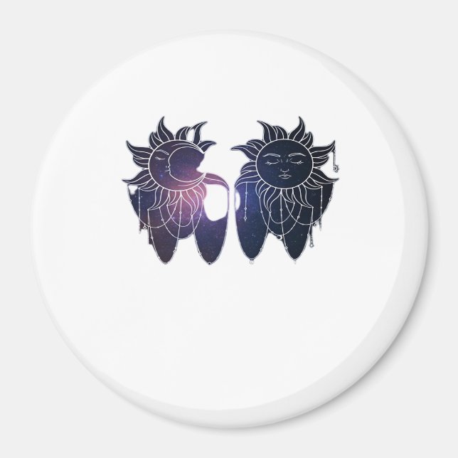 Aimant Nuit Étoilée Whimsigoth Soleil Lune Sorcière Class (Devant)