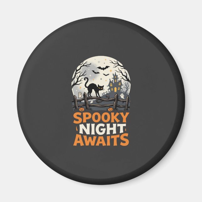 Aimant Nuit Sombre et Lunée d'Halloween (Devant)