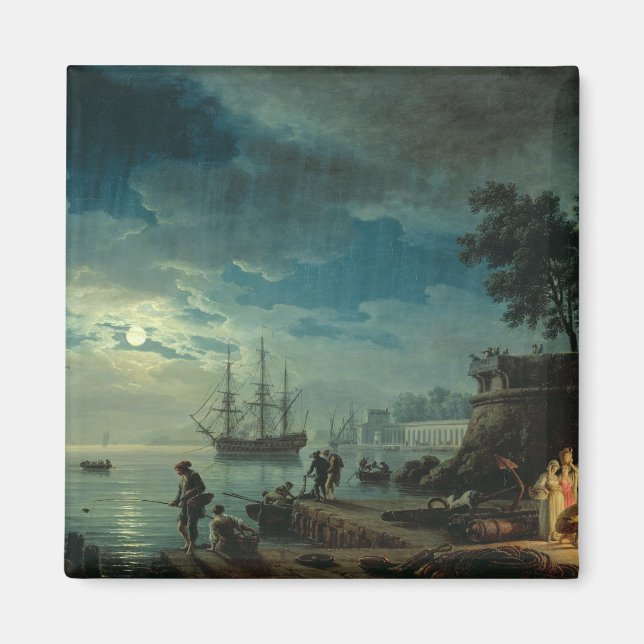 Aimant Nuit : Un port au clair de lune, 1748 (Devant)