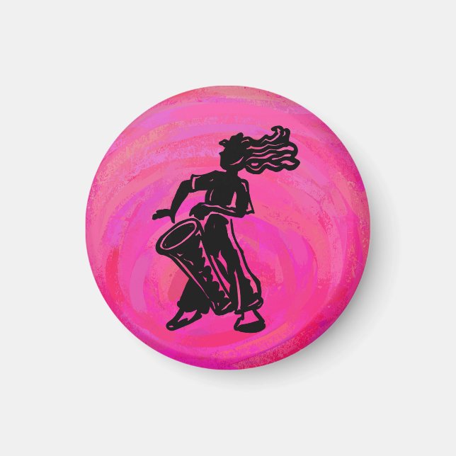 Aimant Nuits de Boogie de New York Tambour Rose Chaud (Devant)