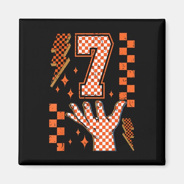 Aimant Number 7 Matching 67 Meme Checkered Halloween Cost (Devant)