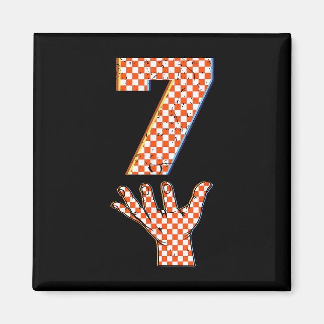 Aimant Number 7 Matching 67 Meme Checkered Halloween Cost (Devant)