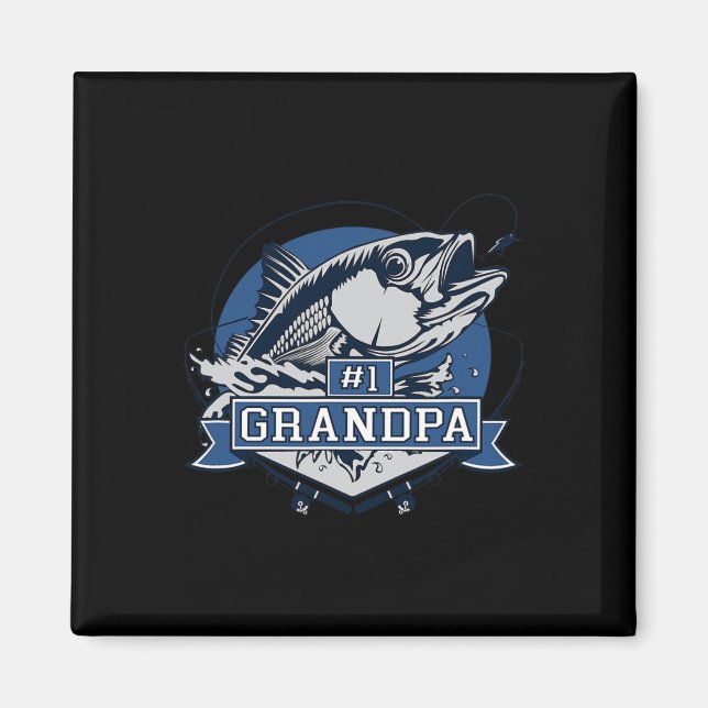 Aimant Numéro 1 du logo de pêche grand-père (Devant)