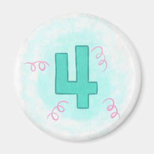 Aimant Numéro 4 dans l'aimant Aqua and Pink Swirls