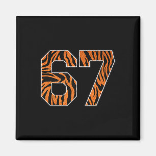 Aimant Numéro 67 En Orange Imprimé Tigre Fanwear Sports J