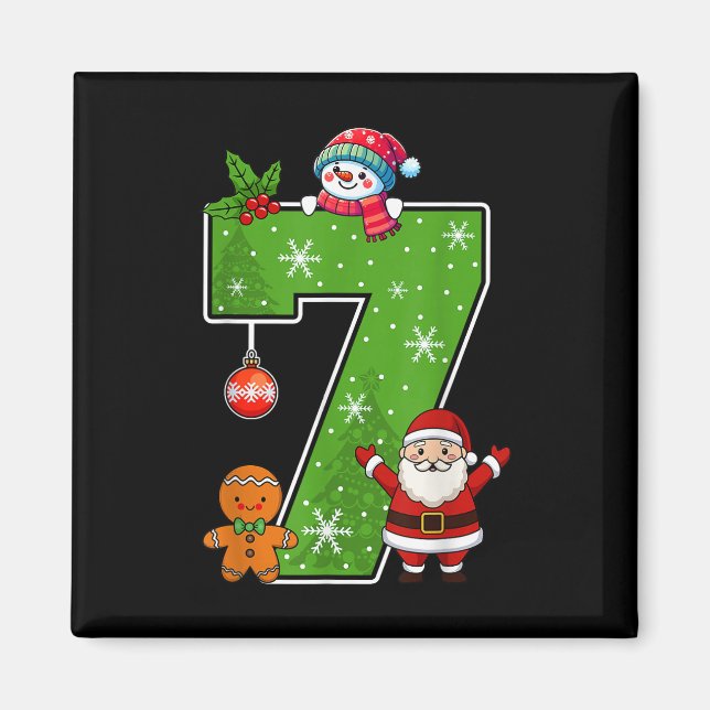 Aimant Numéro 7 Drôle 67 Mème Couple Pyjamas Noël Ma (Devant)