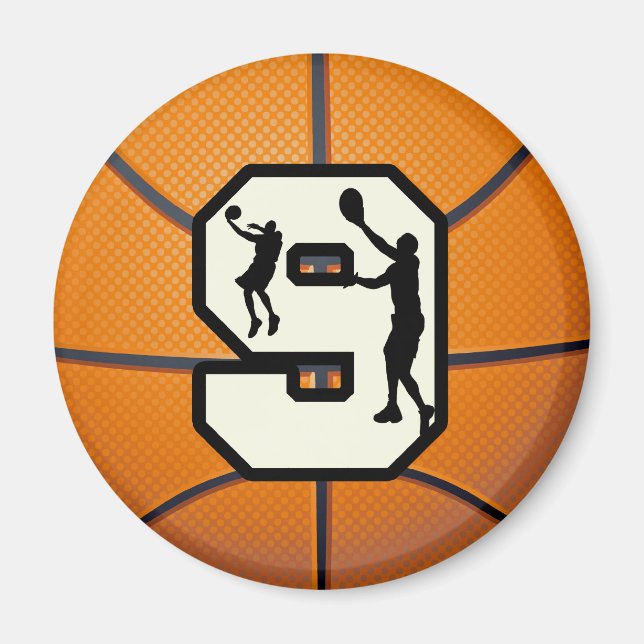 Aimant Numéro 9 Basketball et joueur (Devant)