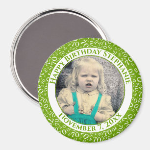 Aimant Numéro aléatoire Motif 70e anniversaire Vert/Blanc