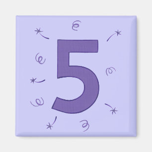 Aimant Numéro Cinq Étoiles violettes Rubans Sparklers Mag