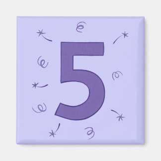 Aimant Numéro Cinq Étoiles violettes Rubans Sparklers Mag