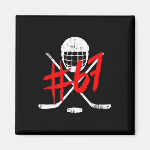 Aimant Numéro de maillot de hockey vintage 67