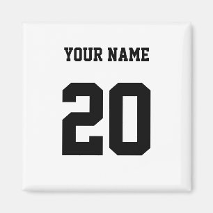 Aimant Numéro et nom personnalisés noir et blanc