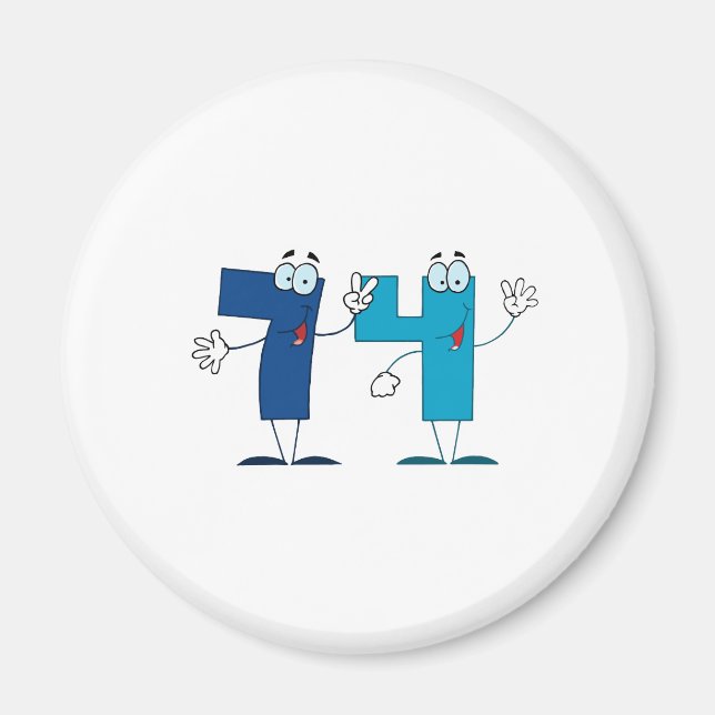 Aimant Numéro heureux 74 (Devant)