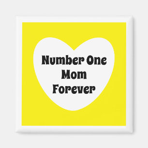 Aimant Numéro Un Maman Mignonne Jaune Coeur Blanc