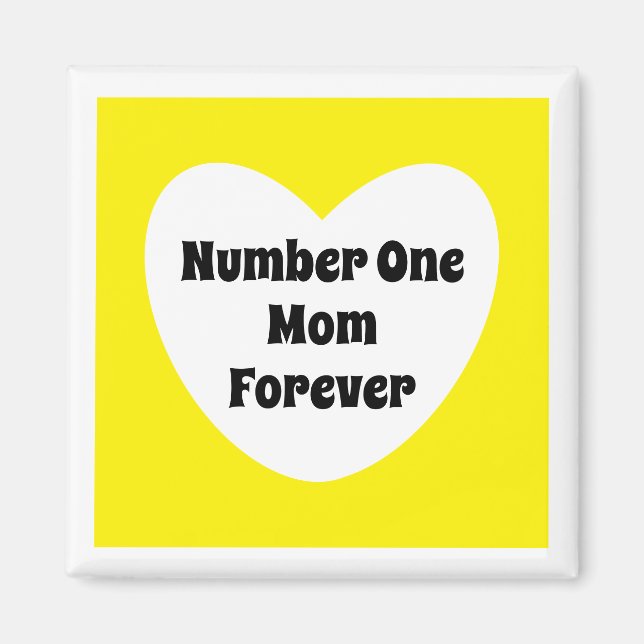 Aimant Numéro Un Maman Mignonne Jaune Coeur Blanc (Devant)