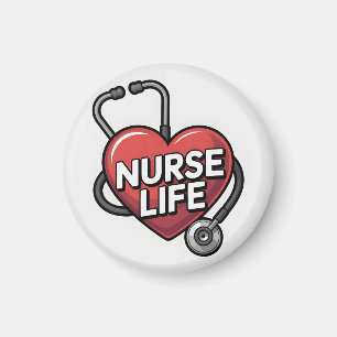 Aimant "Nurse Life" Design graphique avec coeur