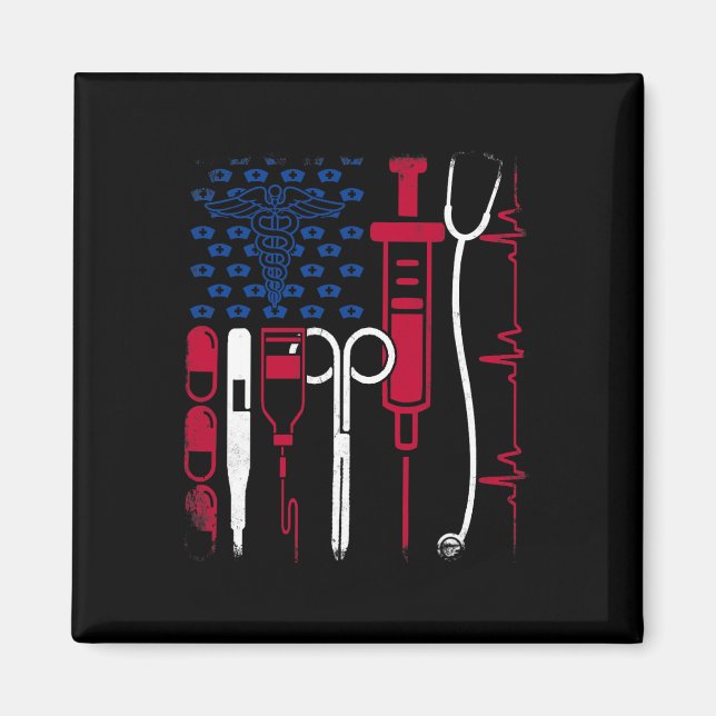 Aimant Nurse Tool American Flag Pride 4 juillet Fière N (Devant)