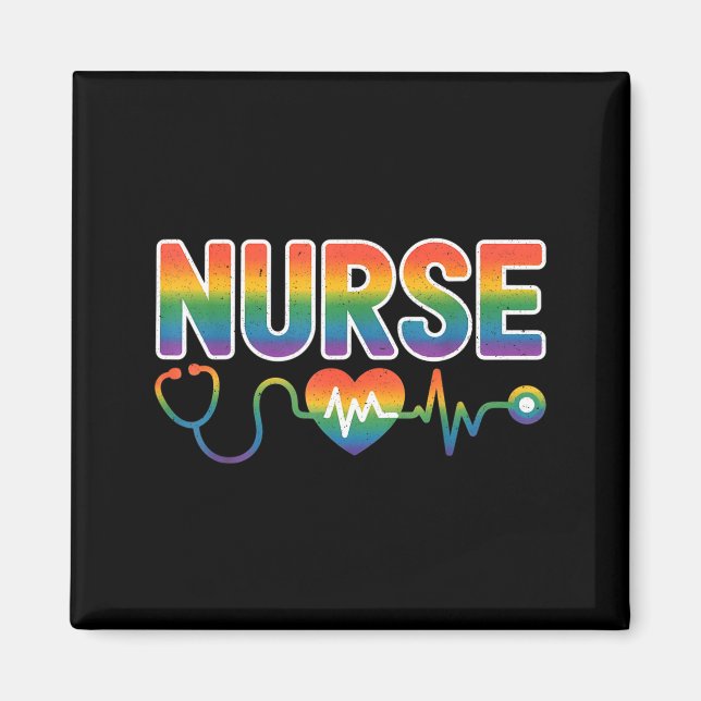 Aimant Nurse's Life Lgbt Heart Stethoscope Nurse Week  (Devant)