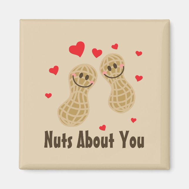 Aimant Nuts Sur Vous Cute Peanuts Alimentation Pun Humour (Devant)