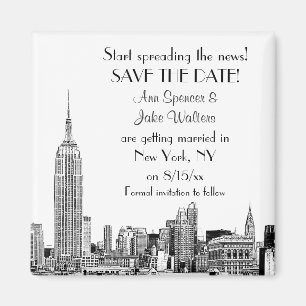 Aimant NYC Skyline 01 Etched Enregistrer la date