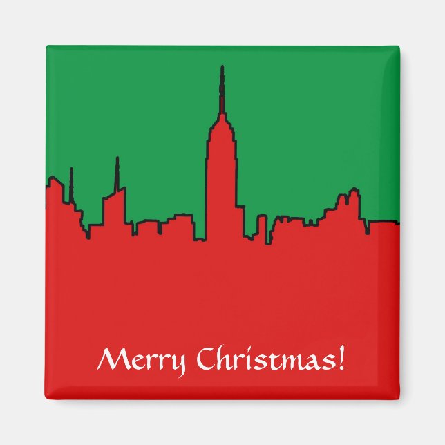 Aimant NYC Skyline: ESB Christmas Silhouette (Devant)
