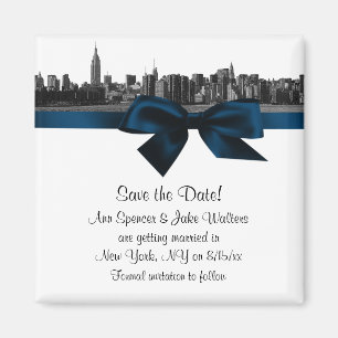 Aimant NYC Skyline large gravé BW Bleu marine Enregistrer