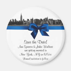 Aimant NYC Wide Skyline Etched BW Royal Blu Enregistrer l