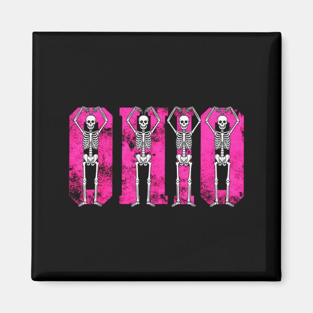 Aimant O-h-i-o Funny Skeleton Ohio In Midwestern Valentin (Devant)