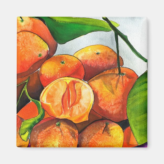 Aimant Oaquarelle mandarine (Devant)