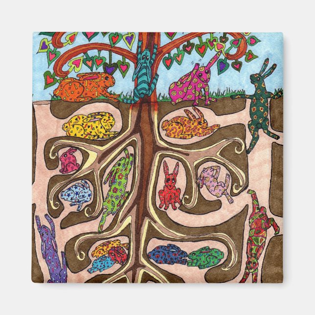 Aimant Oaxacan Bunny Tree of Life (Devant)