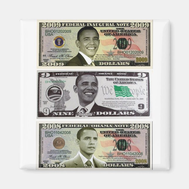 Aimant obama 9 dollars Bill (Devant)