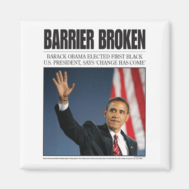 Aimant Obama : Barrière brisée (Devant)